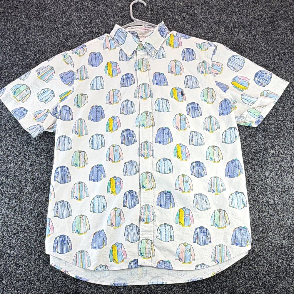 Polo Ralph Lauren Men's 2XL White Graphic Print Woven Cotton S/S Point Collar